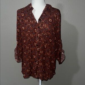 Women's Brown Patterned Top